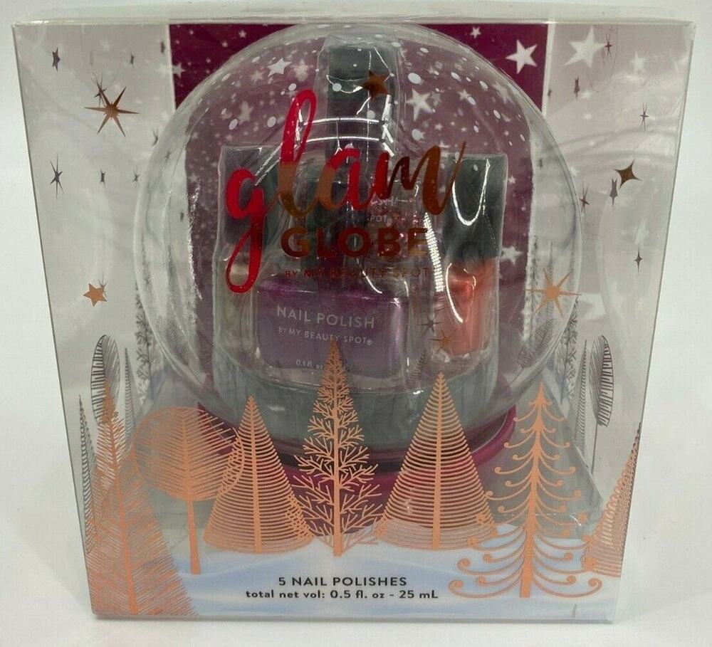 Glam Globe by My Beauty Spot 5 Nail Polishes Colors, Glitters, Sparkles NEW